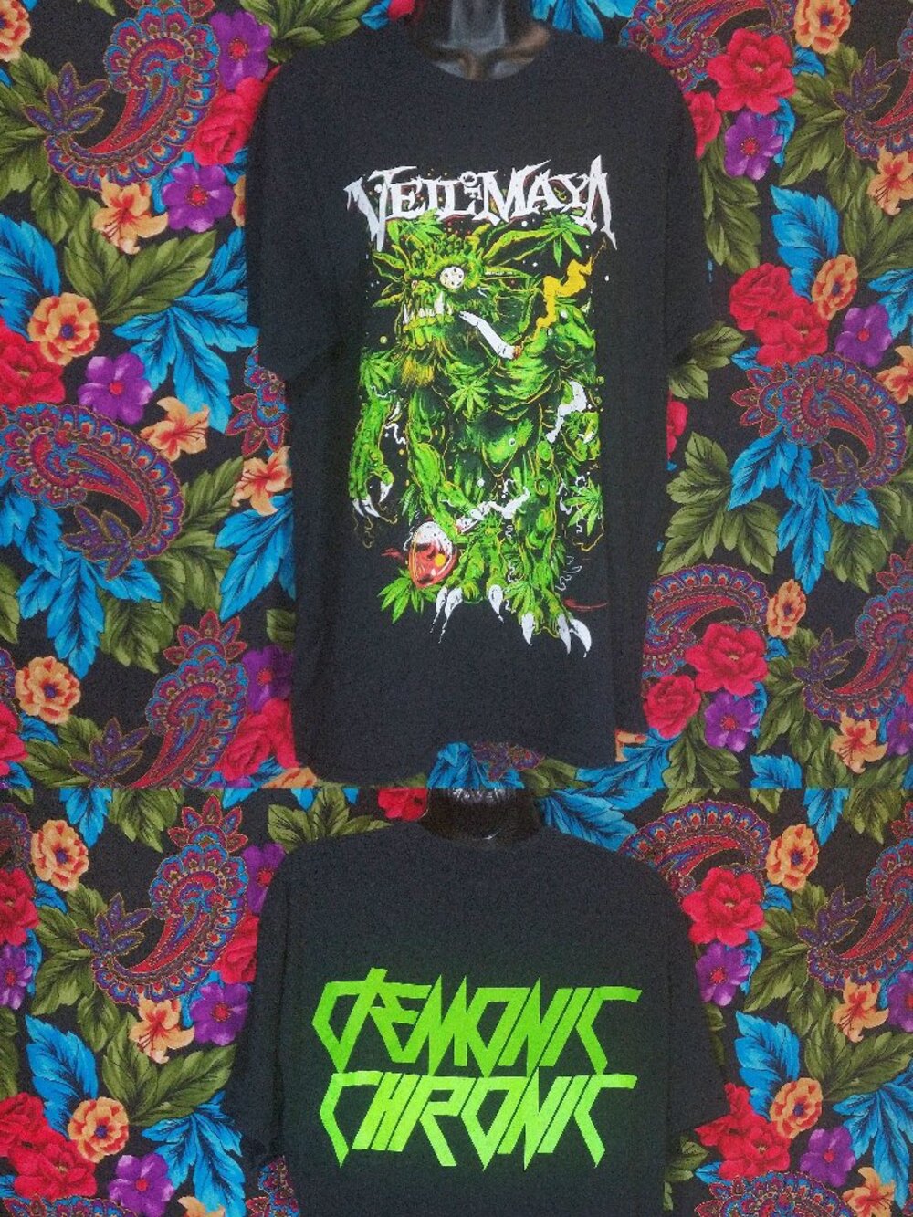 ** RARE * MEN'S VEIL OF MAYA BAND SHIRT DEMONIC CHRONIC ART MENS SIZE LARGE TEE